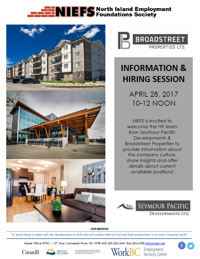 Info/Hiring Event Broadstreet & Seymour NIEFS North Island